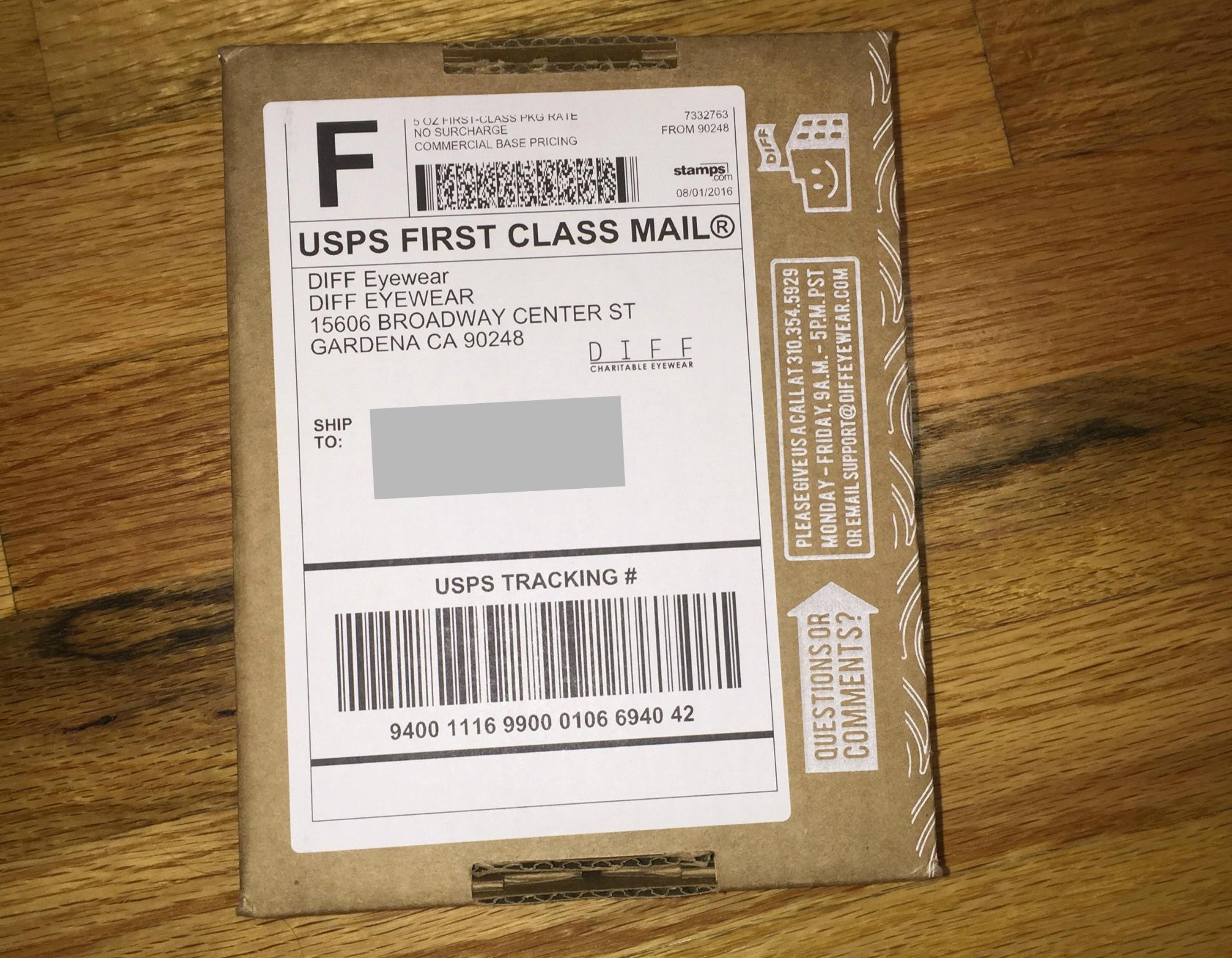 Outer packaging | Unboxing: Diff Eyewear
