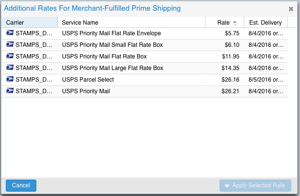 Seller Fulfilled Prime Shipping Services