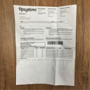 unboxing tipsy elves shipping label