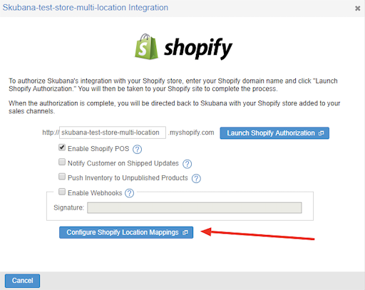Shopify location support