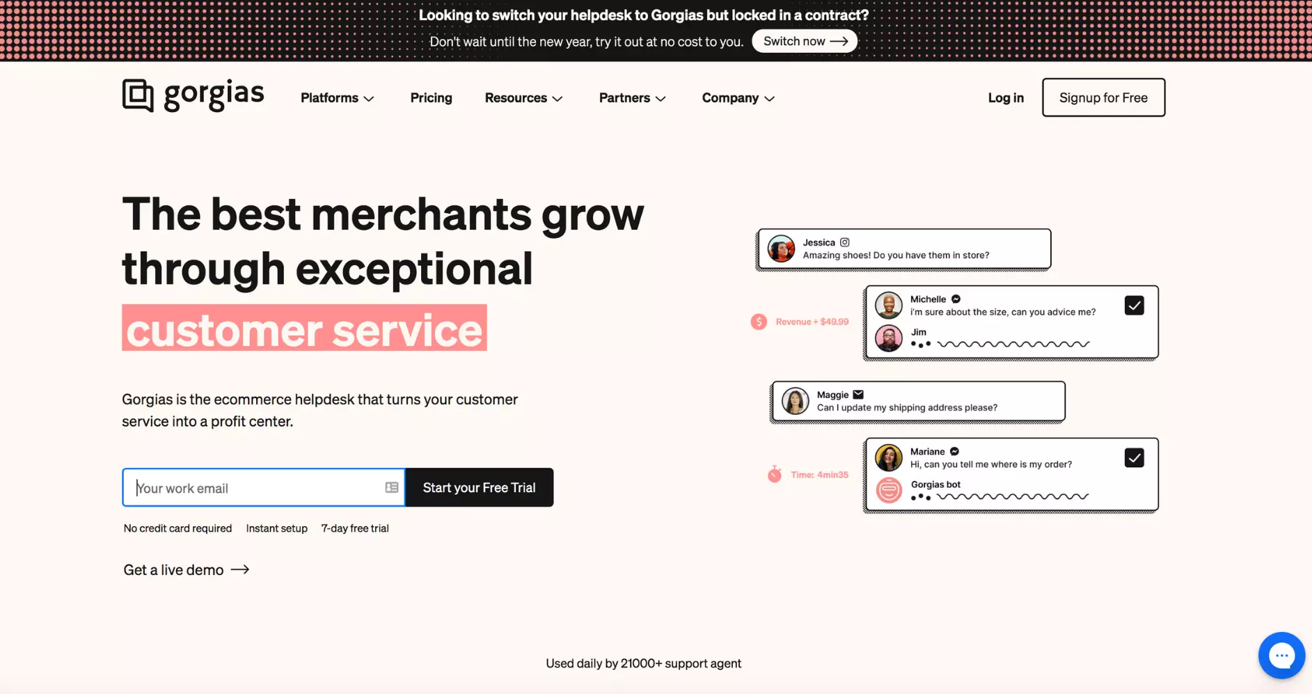 Gorgias live chat and helpdesk for ecommerce stores